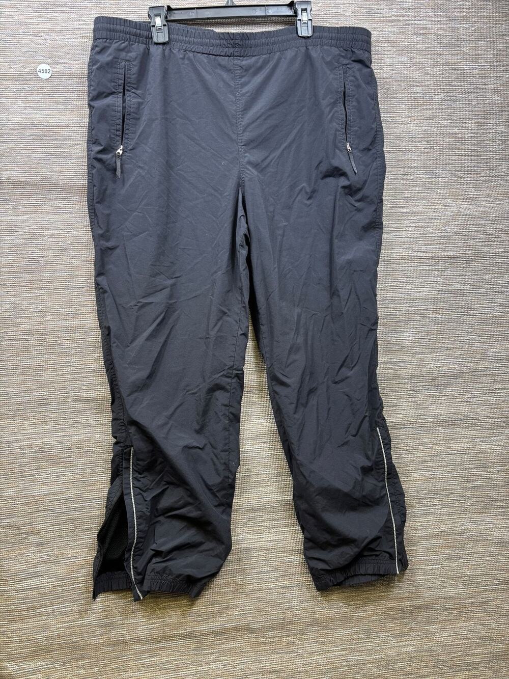 Lands' End Pants Womens L Black Lined Track Elastic Waist Zip Pockets Athletic
